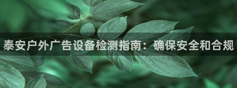 杏宇平台开户：泰安户外广告设备检测指南：确保安全和合规