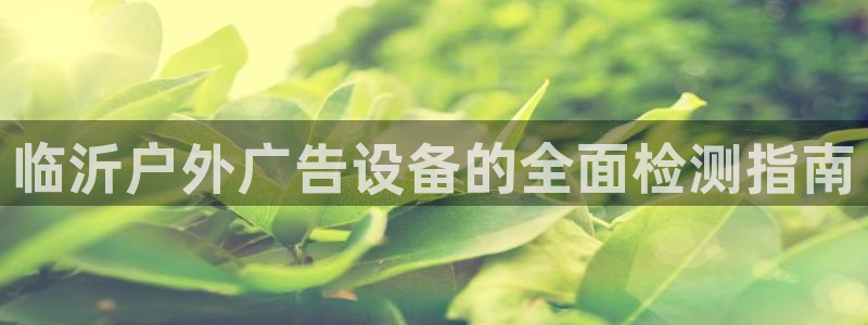 杏宇平台测速链接：临沂户外广告设备的全面检测指南